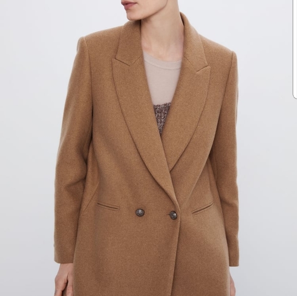 ZARA Wool Blend Double Breasted Blazer Sz S - Picture 3 of 8